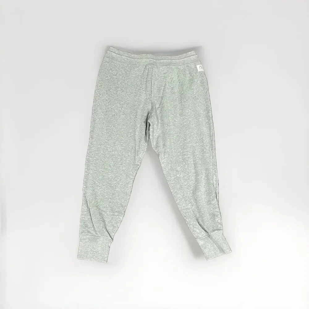 Reebok Women's Elite Cozy Oversized Fleece Jogger Side Pockets Grey Heather XL